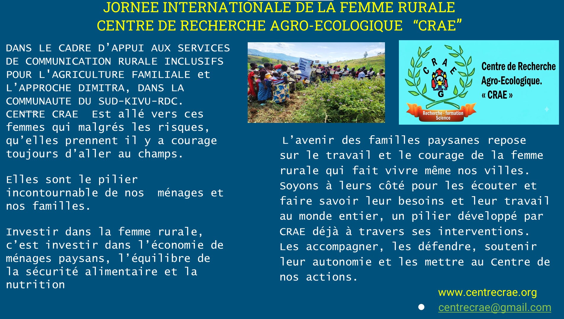 ACTION JOURNEE INTERNATIONALE DE LA FEMME RURALE